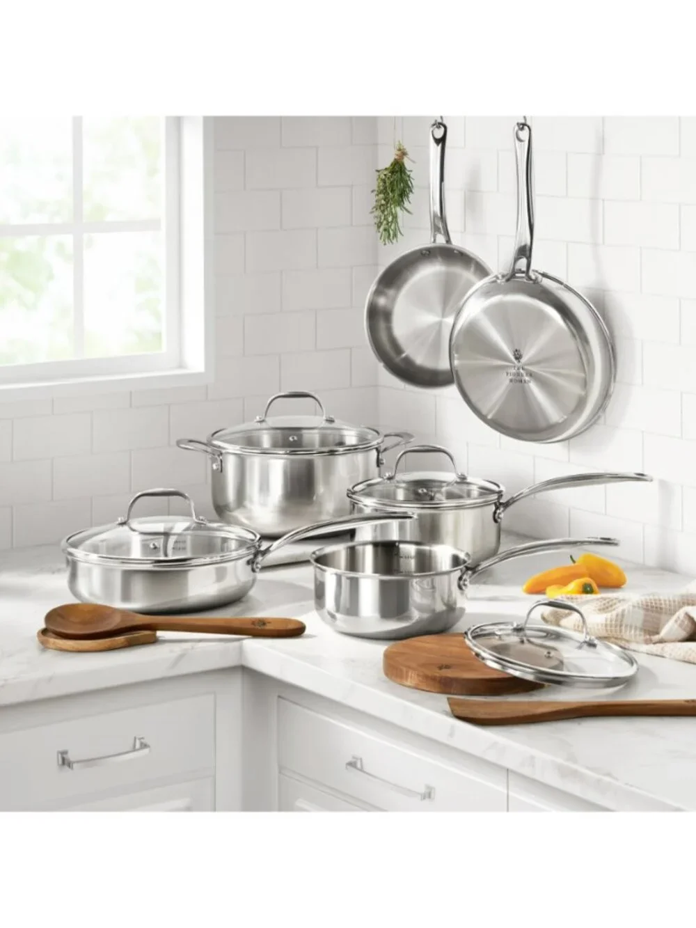 The Pioneer Woman Home Silver Utensils 14Piece Stainless Steel Lids Cookware Set